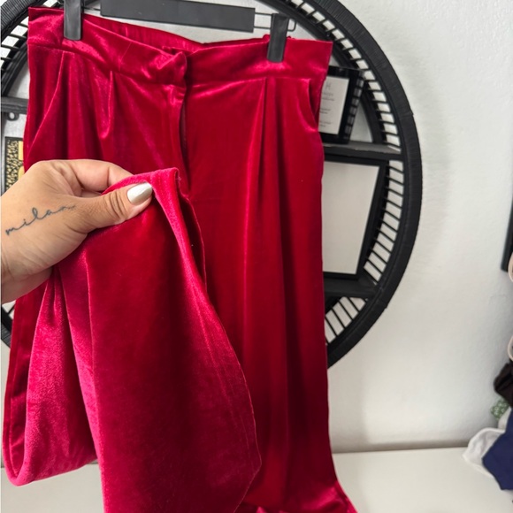 Urban Renewal Red Velvet Wide Leg Pants - Picture 2 of 3